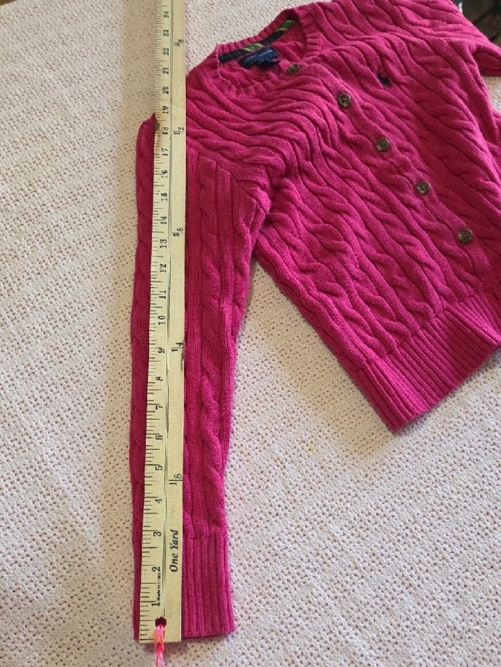 Ralph Lauren Girls Hot Pink Cable Knit Cardigan Sweater Size M 8-10 - Picture 6 of 16